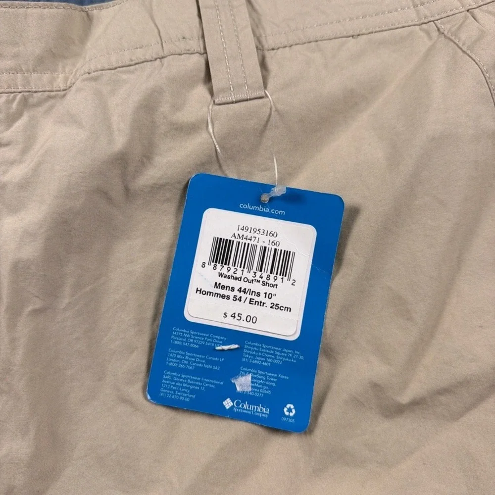 Columbia Washed Out Short Mens 44 Khaki Cotton 10 Inseam NWT